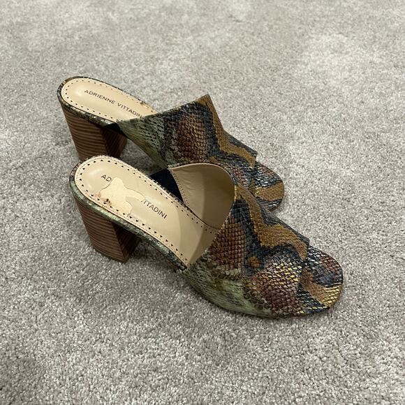 Adrienne Vittadini Snakeskin‎ Chunky Heal Clog Blue Green Gold Size 9 - Picture 3 of 6